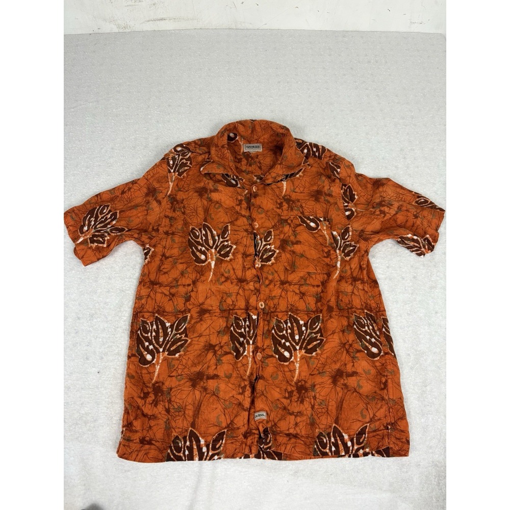 GUESS Patterned Tropical Button Down Shirt Short Sleeve Vintage 90s Stylish